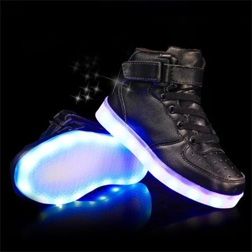 Fashion 2021 New Style USB Charging High-top Luminous Shoes Adult LED Light Shoes Colorful Childrens Sneakers DX00602