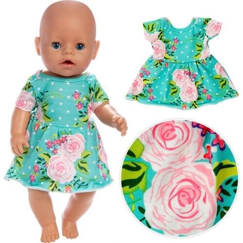 2019 New Green floral skirt Doll Clothes Fit For 43cm baby Doll clothes reborn Doll Accessories