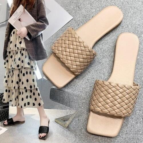 2021 Summer New Womens One-word Sandals and Slippers Korean Fashion Outer Wear Womens Slippers Womens Shoes Summer Slipper