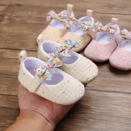 New Butterfly- knot Princess Newborn Baby Girl Shoes First Walkers Soft Cotton Anti Slip Toddler Shoes Solid Color Infant Shoes