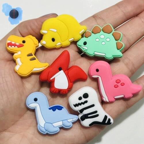 Wholesale 50Pcs Shoe Charms Tyrannosaurus Novel Dinosaur Shoe Accessories Garden Shoe Decoration for Boys X-mas Gift Croc Jibz