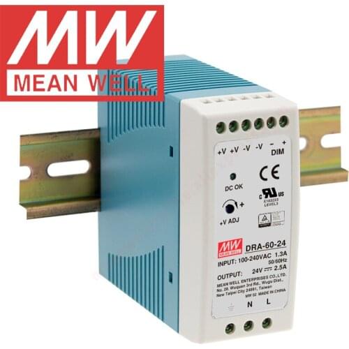 Original Mean Well DRA-60-12V/24V meanwell DRA Series DIN Rail 60W Single Output Switching Power Supply