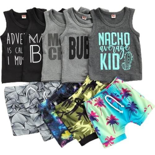 0-3Y Boys Clothing Set Summer Infant Baby Boys Clothes Newborn Outfit Letter Sleeveless Vest Casual Shorts 2pcs Set