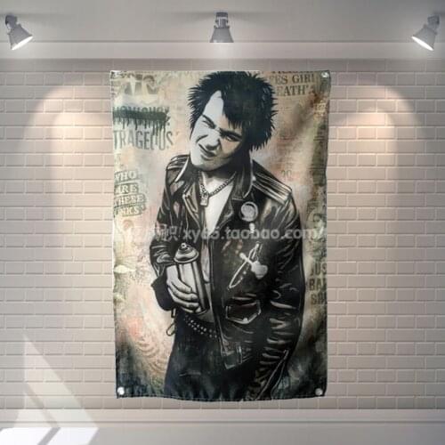 "Sid punk band" Rock Band Banners Hanging Flag Wall Sticker Cafe Restaurant locomotive club Live Background Decoration