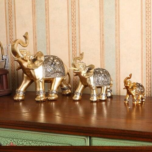 Elephant Resin Crafts Decoration Golden Elephant Creative Home Decoration Office Living Room Elephant Decoration
