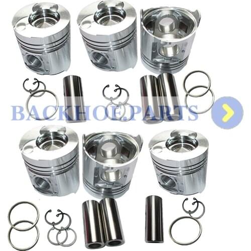 6 Cyls Piston Set ME072055 W/ Rings for Mitsubishi 6D15T Engine Truck