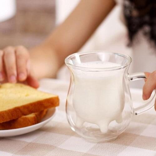 300ml Transparent Double Layer Glass Cup Milk Mug Glass Heat Resistant Cup Water Juice Milk Coffee Cup Drinking Mug Drinkware