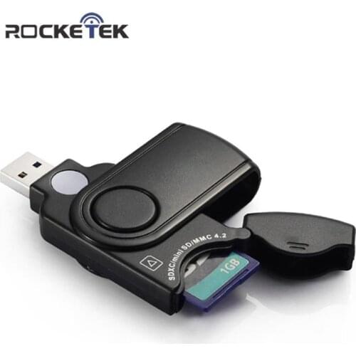 Rocketek high quality usb 3.0 multi 2 in 1 memory card reader adapter for SD/TF micro SD for pc computer laptop accessories