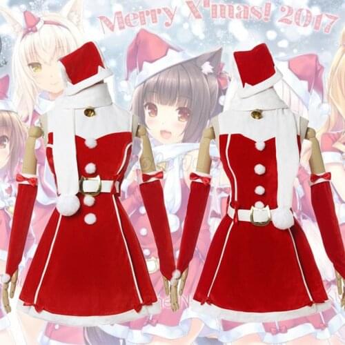 Adult Women Girls Christmas Costume Game Nekopara Cosplay Costume Vanilla Chocola Dress Wig Halloween Party Show Clothes C198M76