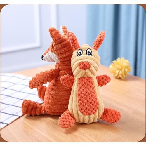 Pet Supplies Cartoon Plush Animal Toys Squeaky Cat Dog Toy Cute Fox/Piggy/Orangutan/Rabbit/Duck Pet Training Interactive Tool