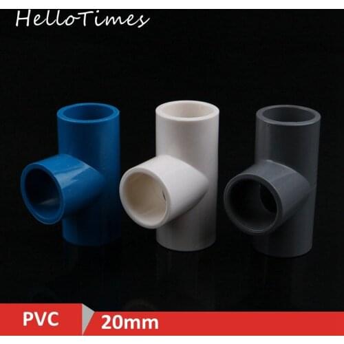 4pcs 20mm PVC Pipe three way connector Garden Irrigation tee connector T joint Hard Tube Adapter Fish Tank Water Pipe Supplies