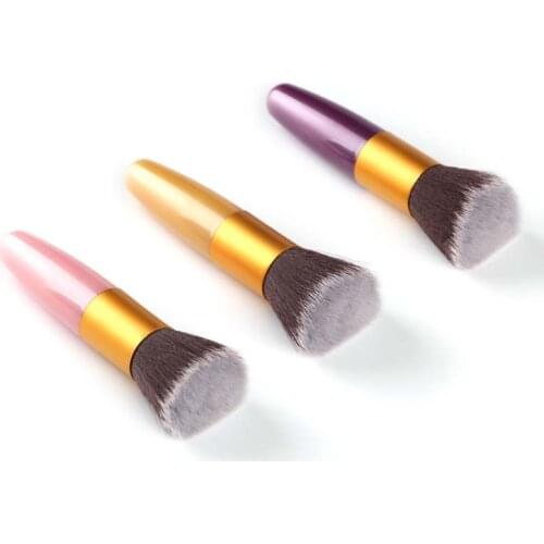 High Quality 1Pc Loose Powder Blush Makeup Brush Pro Flat Top Cosmetic Beauty Essential Fan Shape Round Make Up Brush Tools