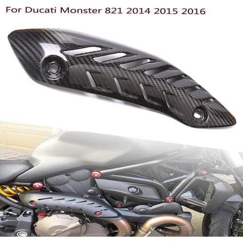 For Ducati Monster 821 2014 2015 2016 Carbon Fiber Muffler Pipe Exhaust Heat Shield Cover Guard Muffler Covers Protector