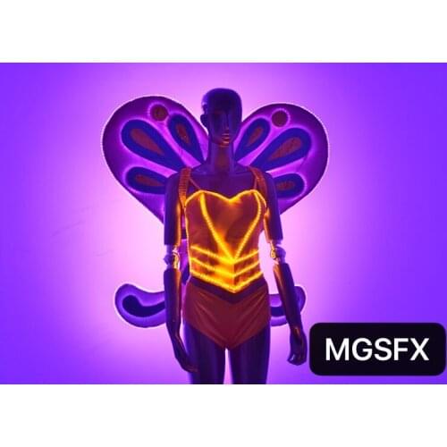 Women led dance costume Girls LED butterfly wings for nightclub stage performance