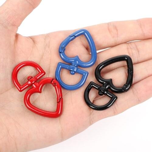 10 Pcs/Lot 14 Colors Mixed Alloy Peach Heart Shape Keychain Hole Keyring DIY Jewelry Findings for Necklace Chain Accessories