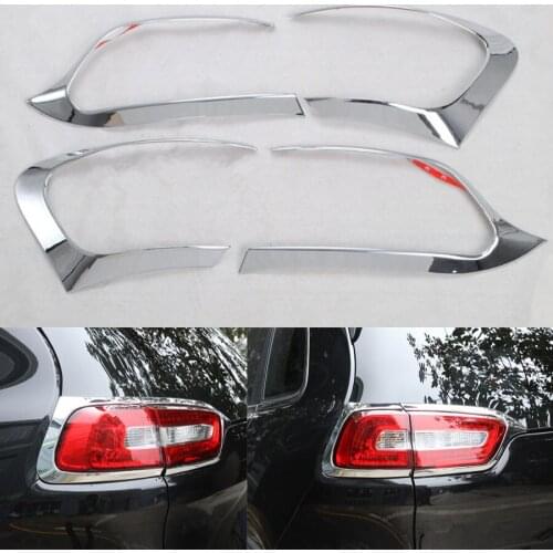 4Pcs/Set Chrome ABS Car Exterior Rear Tail Lamp Light Protecter Guards Hood Cover Trim For Jeep Cherokee 2014-2016