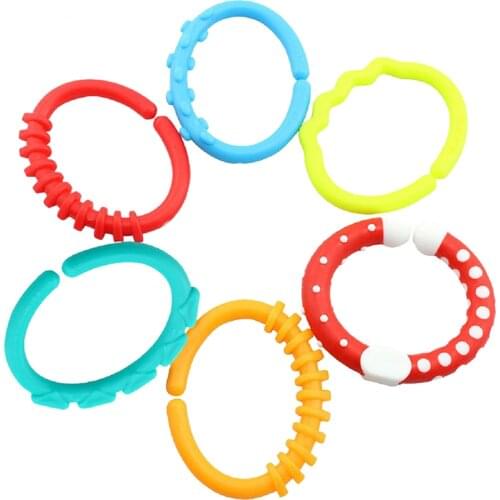 6pcs Silicone Baby Infant Teething Ring Pram Decoration Hanging Toy