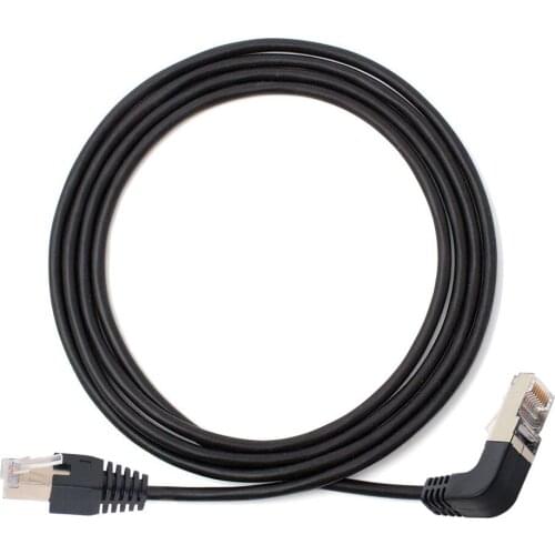 8P8C STP Cat 5e RJ45 Lan Ethernet Network Patch Up Angled 90 Degree Male to Straight Male Cable 50cm for Ethernet