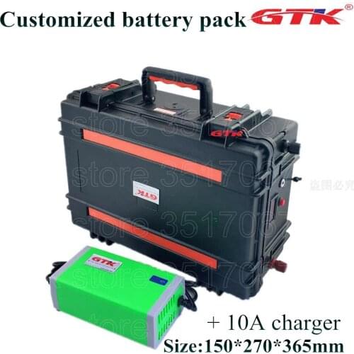 Suitcase Lifepo4 16s 48v 20Ah battery pack IP67 box ABS hard battery for solar system RV power boat motor ebike +10A charger USB