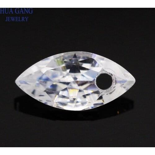 Single Hole AAAAA Marquise Shape White Cubic Zirconia Stone For Jewerly Making Size 4X8-10x20mm High Quality Loose CZ Stone