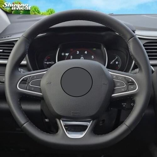 Shining wheat Black Leather Car Steering Wheel Cover for Renault Kadjar Koleos Megane Talisman Scenic 2016 2017