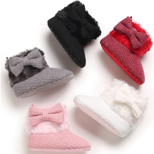 2020 Baby First Walker Causal Anti-slip Snow Boots Bow Shoes Newborn Baby Girl Winter Keep Warm Boys Shoes Soft Sole
