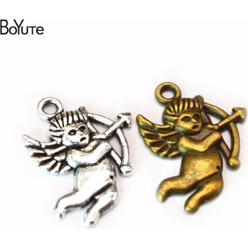 BoYuTe (100 Pieces/Lot) 16*22MM Vintage Style Metal Alloy Little Angel Pendant Charms Diy Jewelry Accessories Wholesale