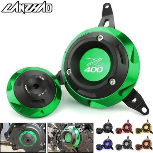 CNC Aluminum Motorcycle Engine Guard Side Stator Case Guard Protector Green Orange Black Red for Kawasaki Z400 2017 2018 2019