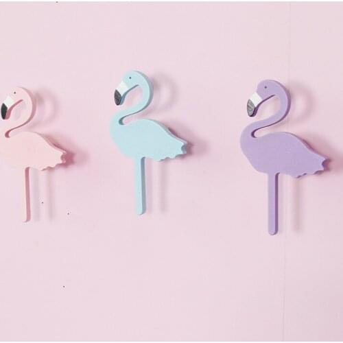 Wooden Flamingo Hook Children Room Decoration Stickers Nordic Childrens Clothing Store Wall Decoration