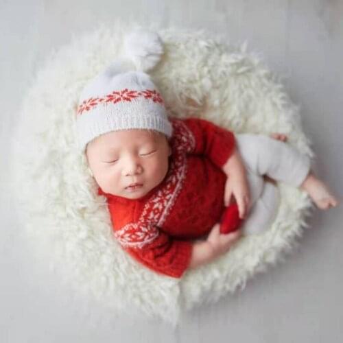 Baby Knitted Outfit Newborn Photography Props Clothes Soft Mohair Baby Top&Shorts Set for 0-1 Month Baby Christmas Party Costume