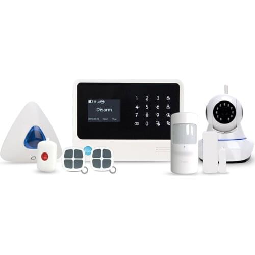 3G wifi home security alarm with indoor wireless siren 720P wifi IP cameras 3g gsm wifi gprs sms APP control burglar alarm