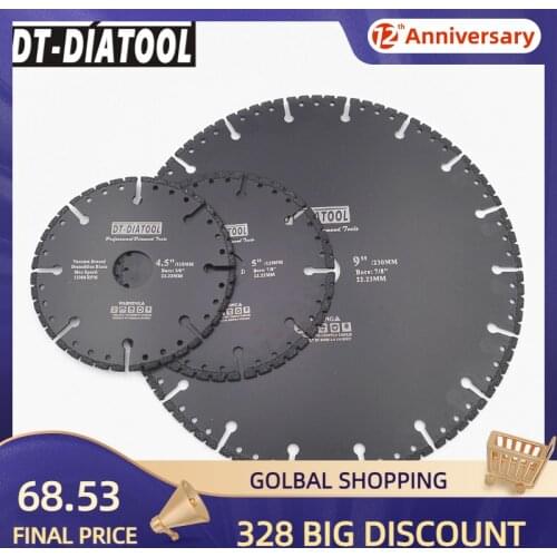 DT-DIATOOL 3pcs/set 4.5" 5" 9" Vacuum Brazed Diamond cutting Disc All Purpose Saw Blade Rescue Diamond Demolition Blade
