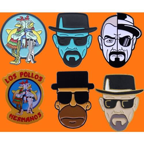 Breaking Bad Enamel Pins Backpack Hat Bag Collar Lapel Badges Fried Chicken Metal Cartoon Brooch Men Women Fashion Jewelry Gifts