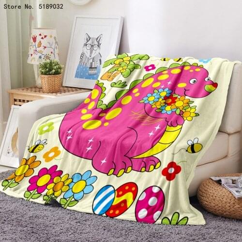 Flannel Fleece Blanket Animals Dinosaur Kids Throw Blanket Soft Bedding 3D Print Blanket on Sofa Bed Couch Cover Travel Bedding
