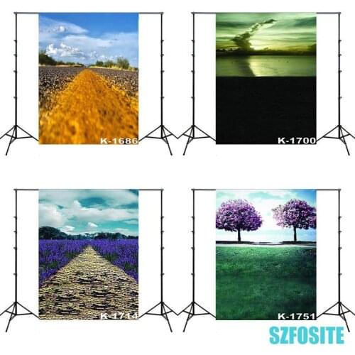 Blue Sky White Cloud Flower Tree Road Natural Scenic Bride Photography Backdrop Adult Kids Studio Shot Wedding Photos Background