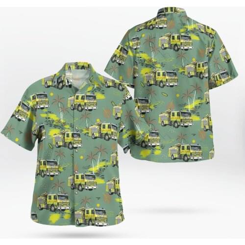 Fire Truck 3D Print Beach Hawaiian 2021 Summer Shirt Short Sleeve Shirt Streetwear Oversized 5XL Camisa Social Chemise Homme-15