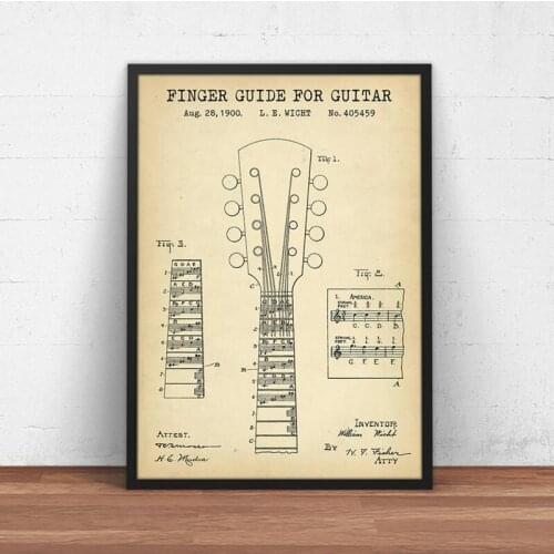 Guitar Patent Poster Musician Gifts for Fender Guitar Blueprint Art Canvas Painting Pictures Music Wall Art Prints Studio Decor