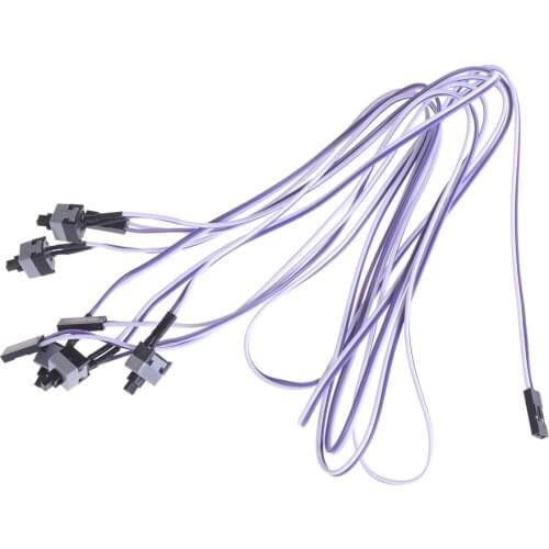 Computer Motherboard Power Cable Switch On/Off/Reset Button Replacement Power Momentary Push Button Switch Connector Cable 5pcs