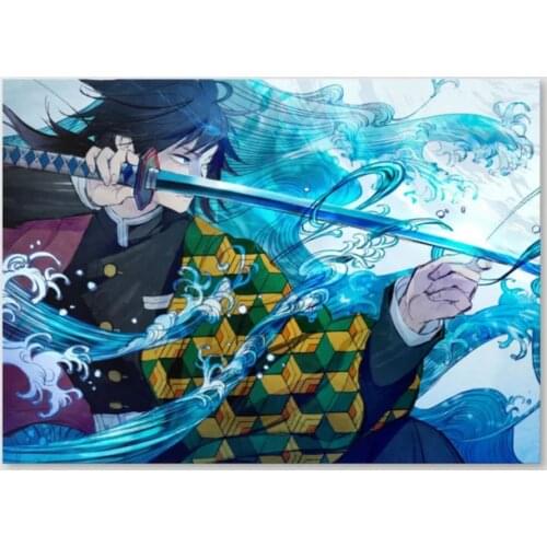 Canvas Print Picture Wall Art Kimetsu No Yaiba Fight Blue Cool Paintings Home Decor Modular Poster For Living Room No Framework