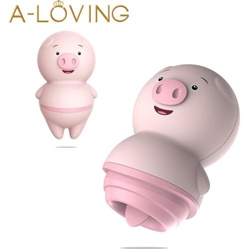 Cute Pig Dildo Vibrator Powerful Tongue Massager Vagina Clitoris Nipple Stimulator Tongue Pussy Licking Sex Toys for Woman