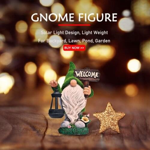Mini Resin Gnome Figure Sculpture With Solar Lantern Garden Figurine Dwarf Craft Garden Landscape Garden Statue Decoration