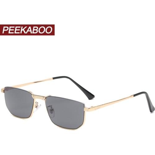 Peekaboo half frame sunglasses for men metal retro square sun glasses for women semi-rimless uv400 brown gold hot sale
