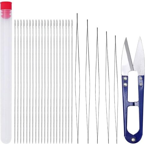 Imzay 27Pcs Big Eye Beading Needles Set For Beads Pearls Threading String Cord Jewelry Making Handmade Necklace Making Supplies