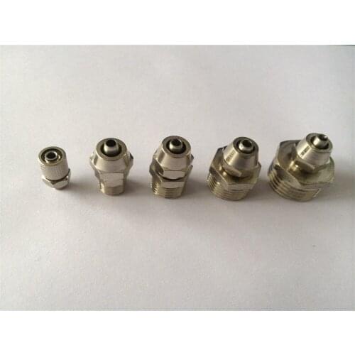 Nickel Plated Brass Pipe 6mm-M5/1/8"/1/4"/3/8"/1/2" BSPT Threaded Straight Connectors