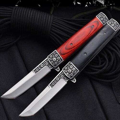 New Damascus Military Stainless Steel U.S.A Pocket Folding Blade Knife Self Defense Outdoor Hunting Survival Camp Fishing Knives