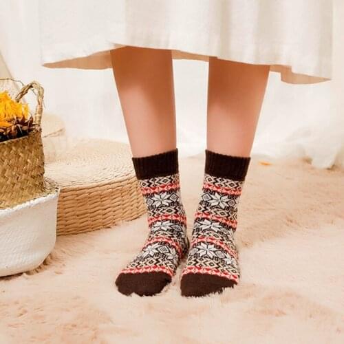 Unisex Autumn Sports Socks Retro National Style Christmas Snowflake Printed Rabbit Hair Woolen Soft Breathable Moisture Wicking2
