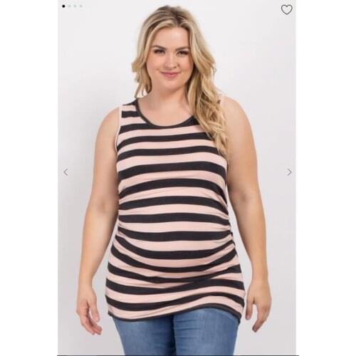 Cross border express eBay hot sale new round neck striped T-shirt for summer 2019 large maternity vest