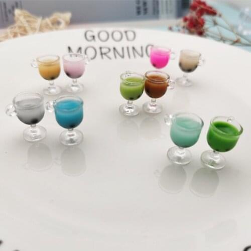 10pcs Colorful Pearl Milk Tea Resin Charms Pendant Drink Beverages Goblet Pendants Fit DIY Earrings Jewelry Accessory Craft Y792