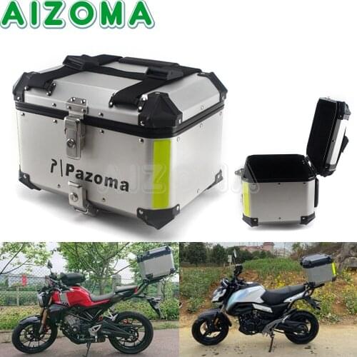 Silver Universal 42L Motorcycle Scooter Top Box Tail Luggage Storage Case Rear Tool Helmet Box Trunk 29cm x 32cm x 46cm Aluminum
