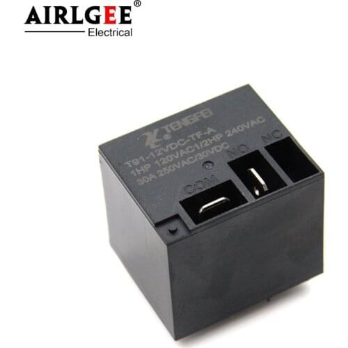 T91 DC12V 30A 4 Terminal SPST NO Miniature Power Coil Electromagnetic Relay